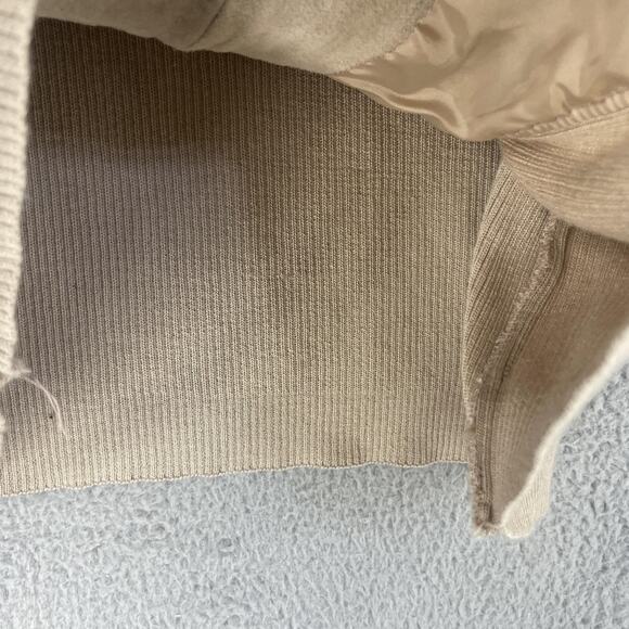 Coldwater Creek Jacket Womens Large Tan Suede Leather Knit Sleeves Full Zip - Picture 8 of 9